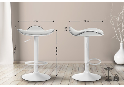 Tabouret de bar Shanghai, similicuir, blanc
