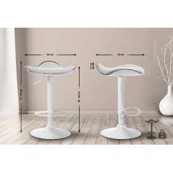 Tabouret de bar Shanghai, similicuir, blanc blanc