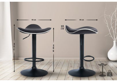 Taburete de bar Shanghai, imitación de cuero, negro