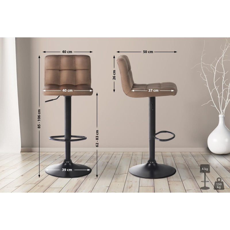 Ensemble de 4 tabourets de bar Feni en velours brun