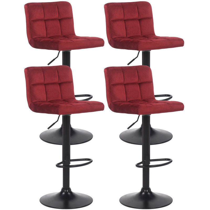 Ensemble de 4 tabourets de bar Feni en velours rouge