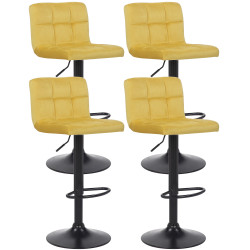 Ensemble de 4 tabourets de bar Feni en velours jaune