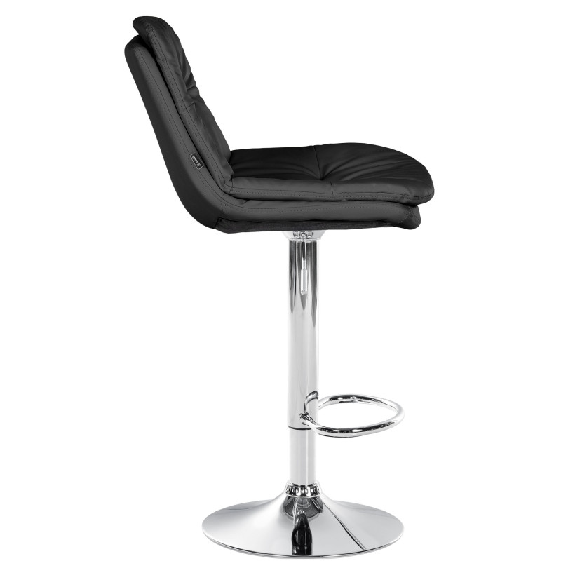 Tabouret de bar Laurel, similicuir, chrome, noir
