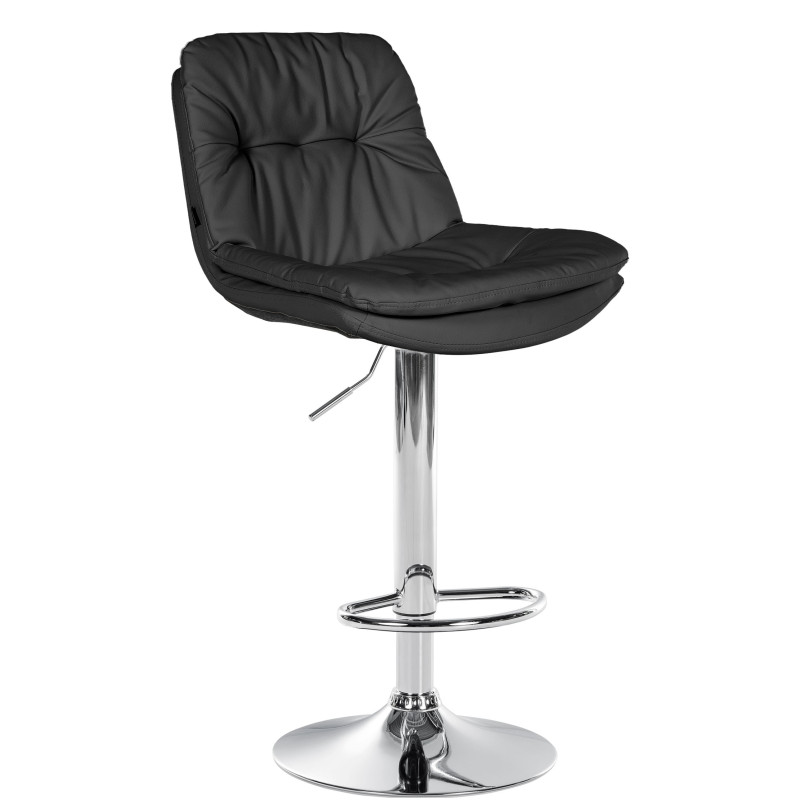 Tabouret de bar Laurel, similicuir, chrome, noir