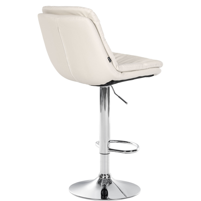 Tabouret de bar Laurel, similicuir, chromé, blanc