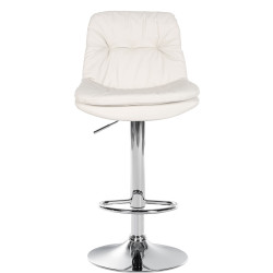 Tabouret de bar Laurel, similicuir, chromé, blanc