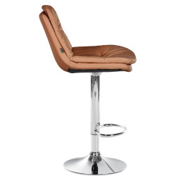 Tabouret de bar Laurel, similicuir, chromé brun clair