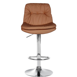 Sgabello da bar Laurel, similpelle, cromato, marrone chiaro