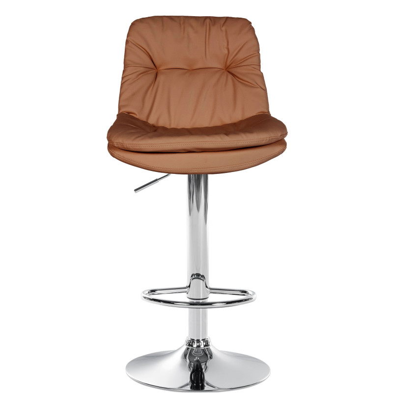 Banqueta de bar Laurel, couro sintético, cromada, marrom claro