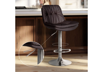 Tabouret de bar Laurel, similicuir, marron chromé