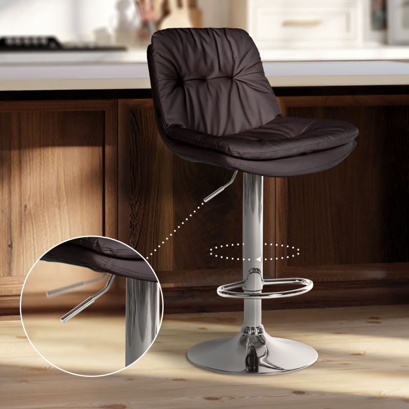 Tabouret de bar Laurel, similicuir, chromé brun