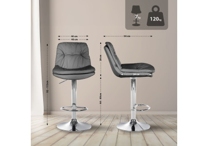 Sgabello da bar Laurel, similpelle, grigio cromo