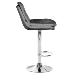 Tabouret de bar Laurel, similicuir, gris chromé