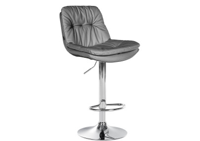 Tabouret de bar Laurel, similicuir, gris chromé