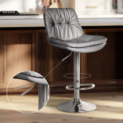 Tabouret de bar Laurel, similicuir, chromé gris