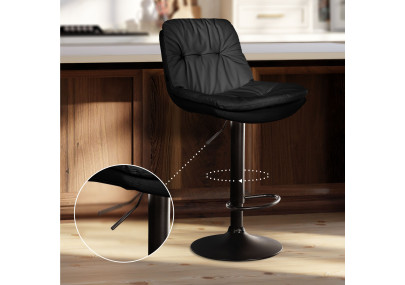 Tabouret de bar Laurel, similicuir, noir