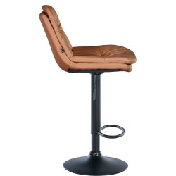 Taburete de bar Laurel, imitación de cuero, negro/marrón claro