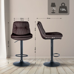 Tabouret de bar Laurel, similicuir, noir/marron