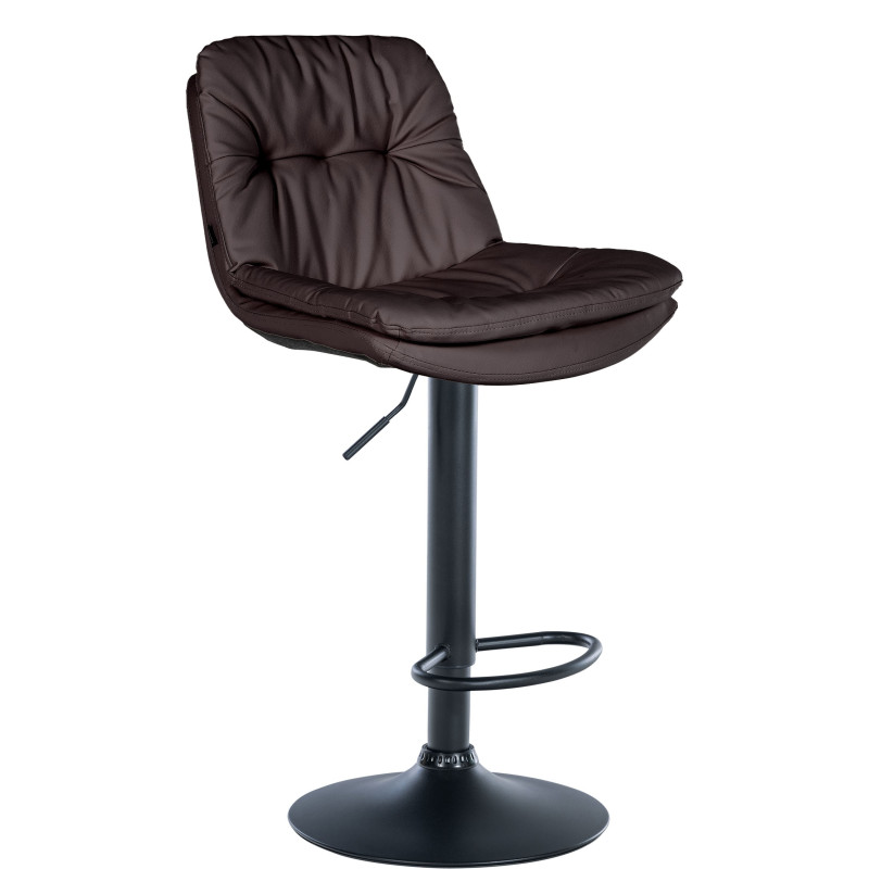Tabouret de bar Laurel, similicuir noir brun