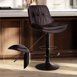 Tabouret de bar Laurel, similicuir, noir/marron