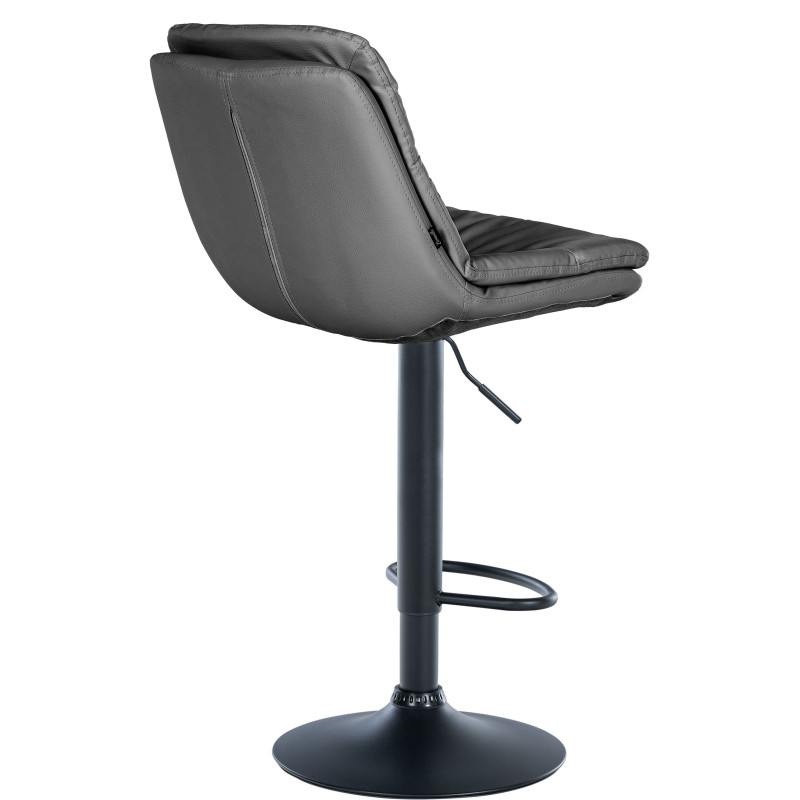 Tabouret de bar Laurel, similicuir noir gris