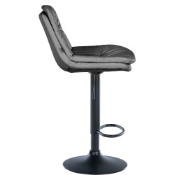 Banqueta de bar Laurel, em couro sintético, preta/cinza