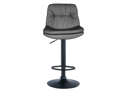 Taburete de bar Laurel, imitación de cuero, negro/gris