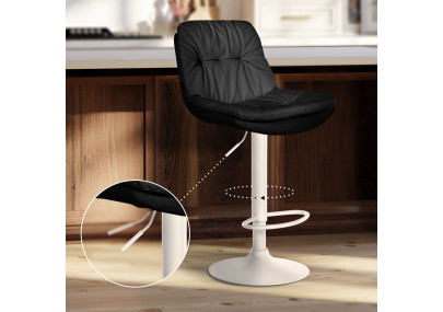 Tabouret de bar Laurel, similicuir, blanc/noir
