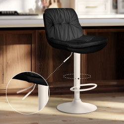 Tabouret de bar Laurel, similicuir, blanc/noir
