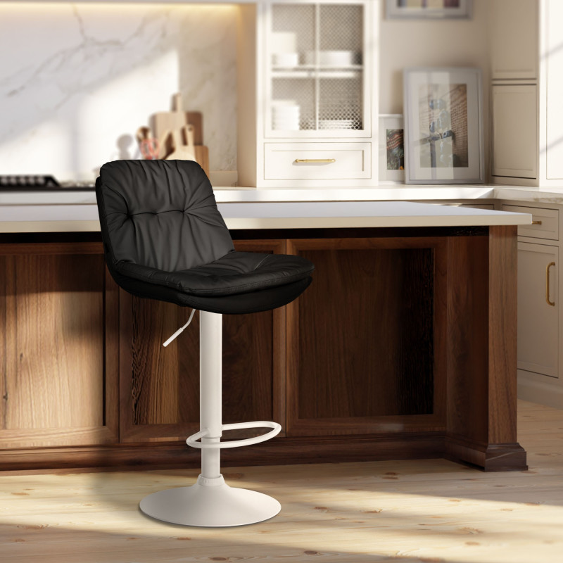 Tabouret de bar Laurel, similicuir, blanc noir