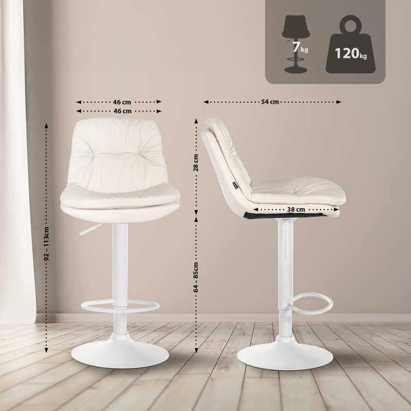 Sgabello da bar Laurel, similpelle, bianco