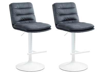 Ensemble de 2 tabourets de bar en velours Damar, blanc/gris foncé