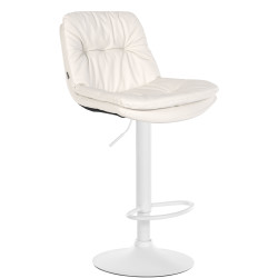 Tabouret de bar Laurel, similicuir, blanc blanc