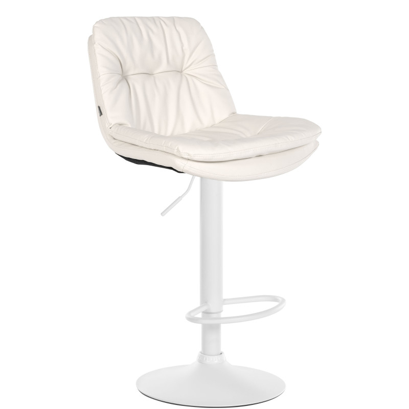 Tabouret de bar Laurel, similicuir, blanc blanc