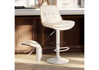 Tabouret de bar Laurel, similicuir, blanc