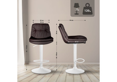 Tabouret de bar Laurel, similicuir, blanc/marron