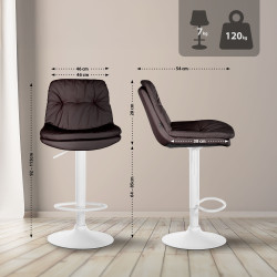 Banqueta de bar Laurel, em couro sintético, branca/marrom