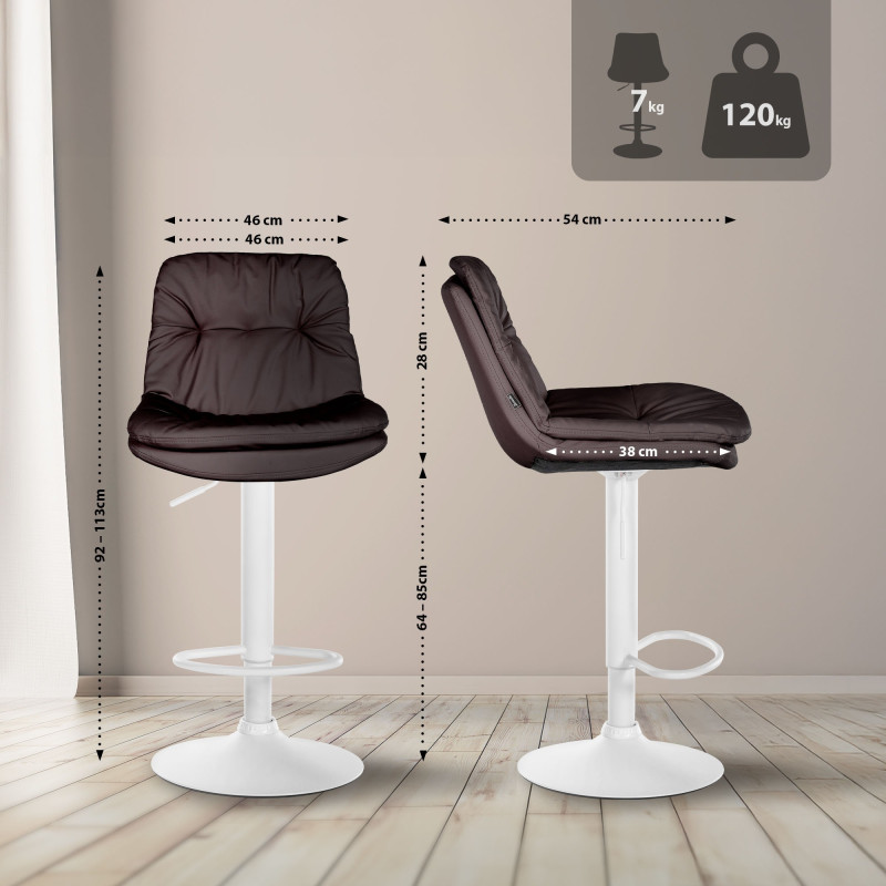 Tabouret de bar Laurel, similicuir, blanc brun