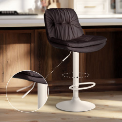 Tabouret de bar Laurel, similicuir, blanc brun