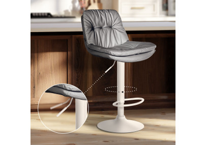 Sgabello da bar Laurel, similpelle, bianco/grigio