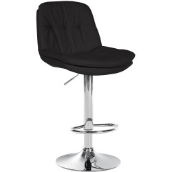 Tabouret de bar Laurel, tissu, chrome, noir