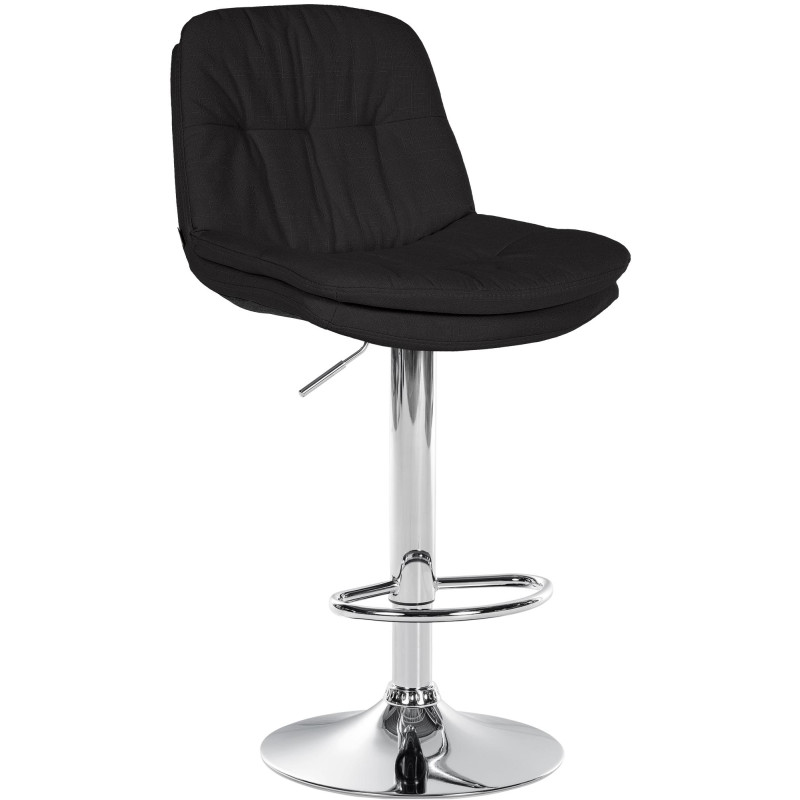Tabouret de bar Laurel, tissu, chrome, noir