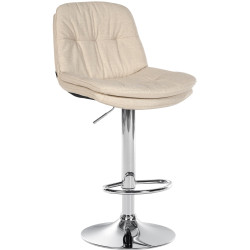 Banqueta de bar Laurel, tecido, cromada, creme