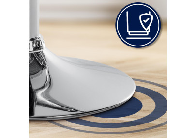 Taburete de bar Laurel, tapizado, cromado, color crema