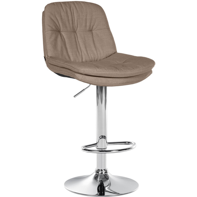 Tabouret de bar Laurel, tissu, chrome taupe