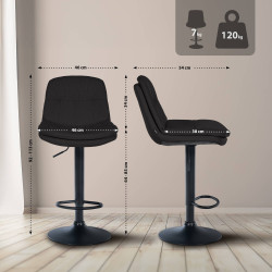 Taburete de bar Laurel, tela negra