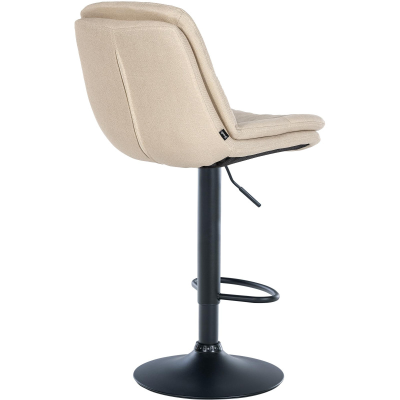 Tabouret de bar Laurel, tissu noir crème