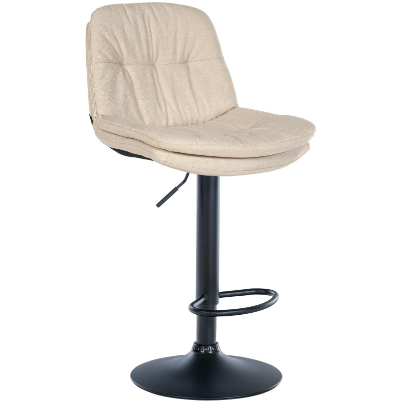 Tabouret de bar Laurel, tissu noir crème