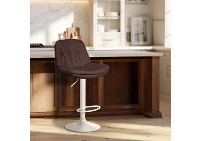 Sgabello da bar in tessuto Laurel bianco marrone