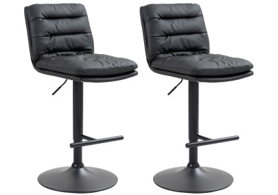 Ensemble de 2 tabourets de bar Damar, similicuir, noir